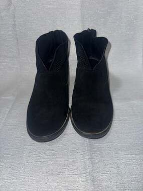 Jessica Simpson Perforated Suede Ankle Booties with Back Zipper